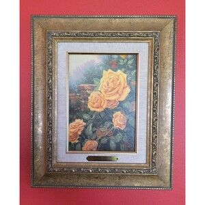 Thomas Kinkade "A Perfect Yellow Rose"  10" x 12" Framed Signed Authenticity